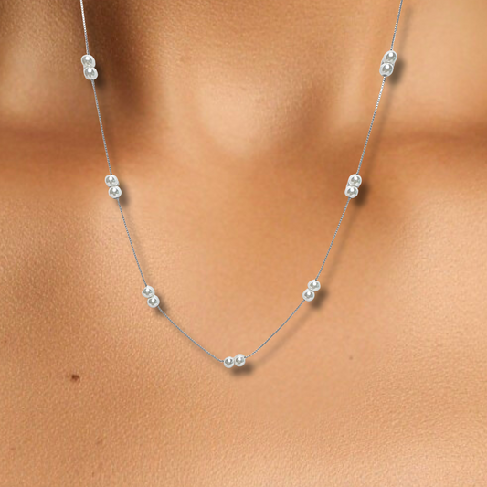 Pearl Duet Silver Necklace