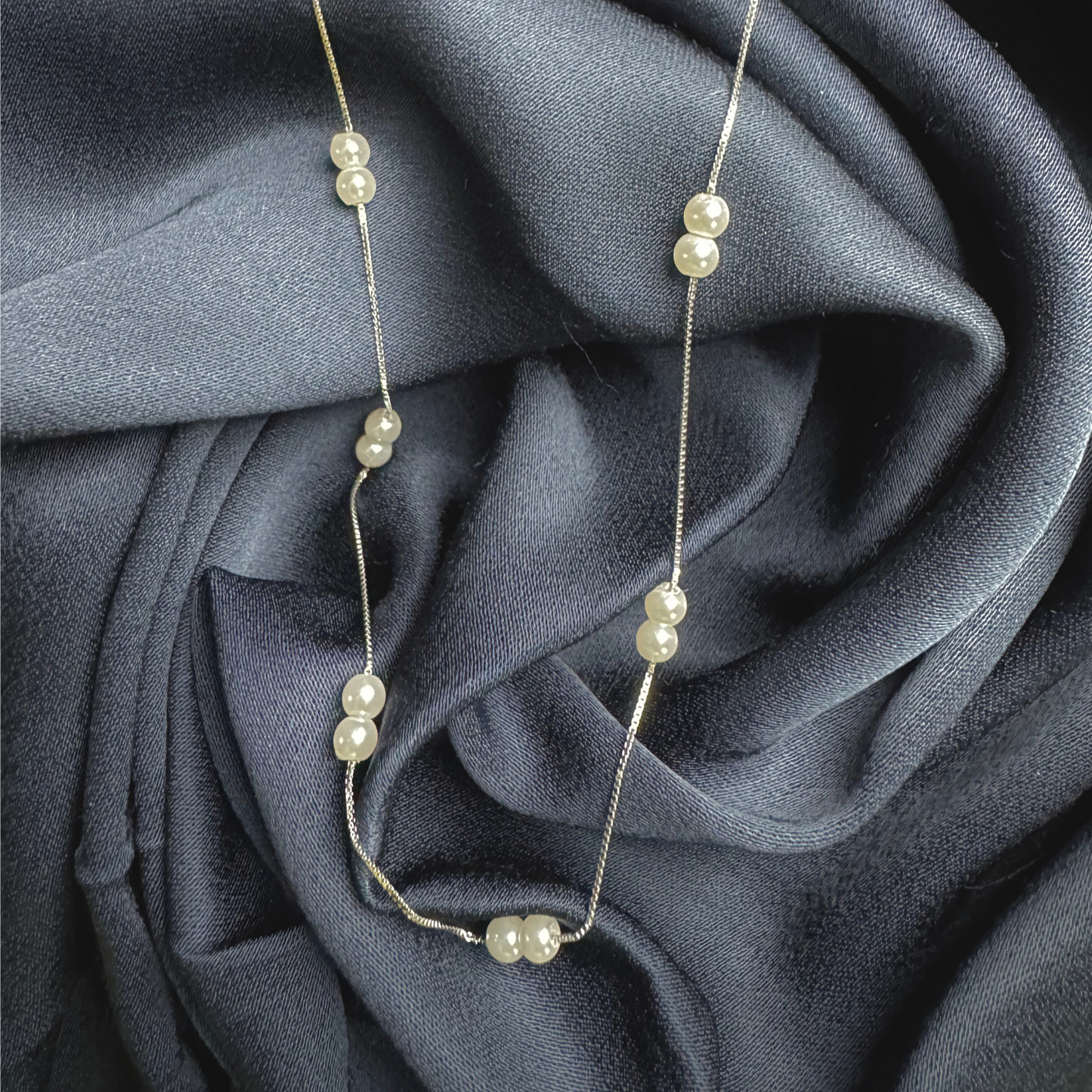 Pearl Duet Silver Necklace