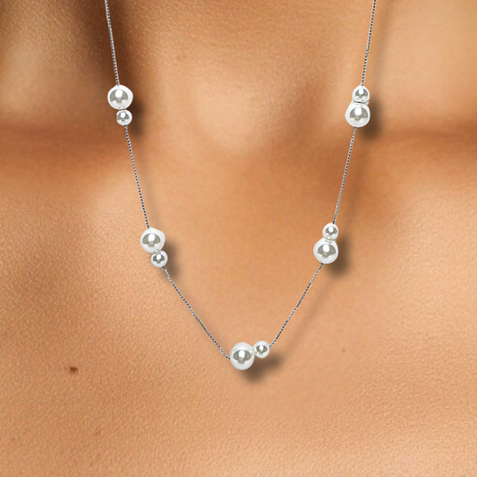 Moonlit Grace Floating Pearl Necklace