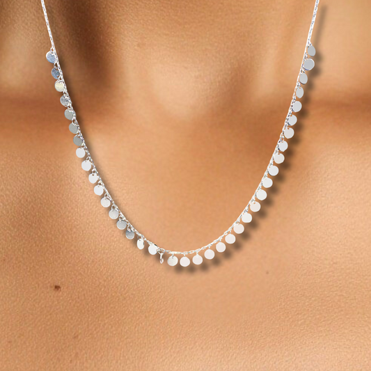 Silver Cascade Disc Necklace
