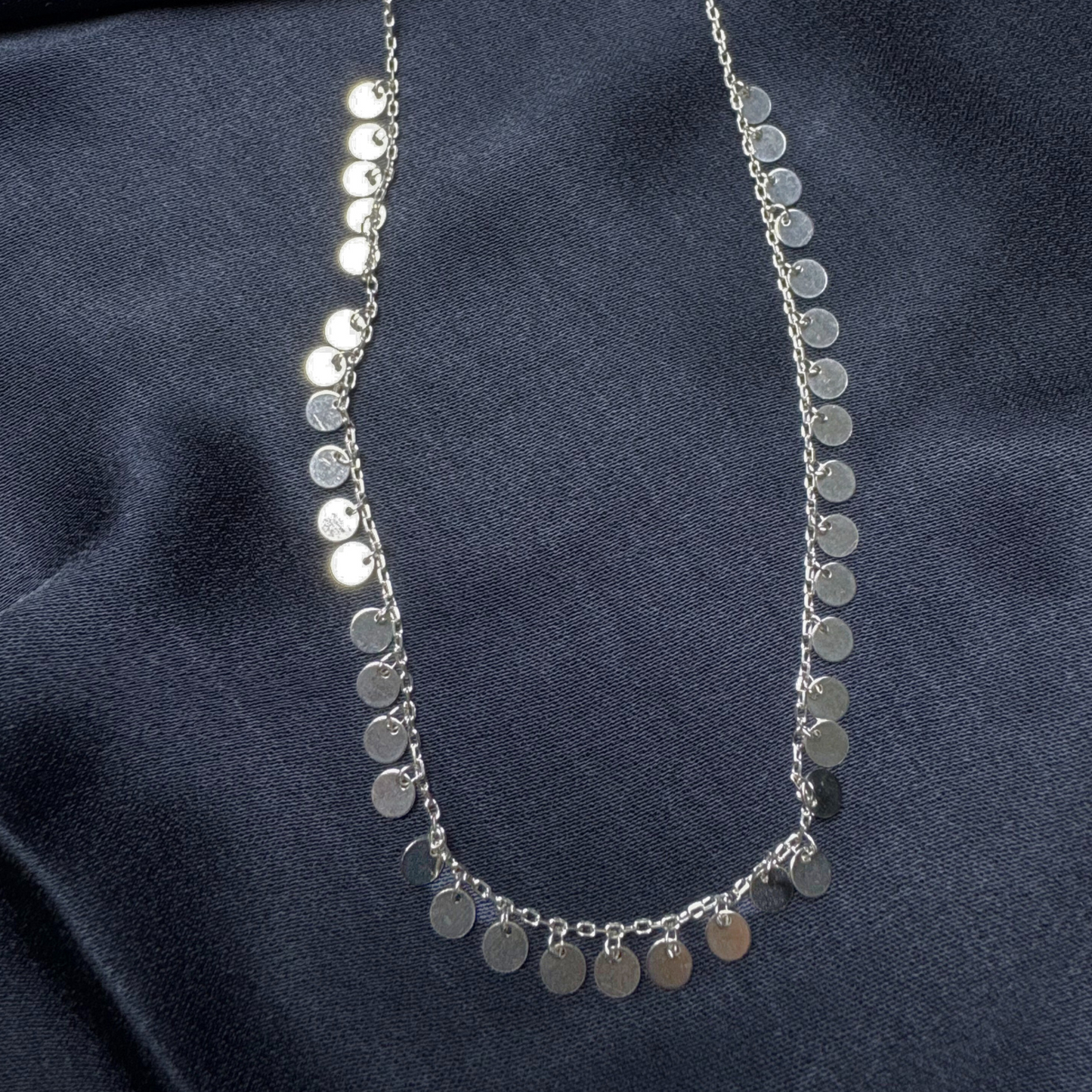 Silver Cascade Disc Necklace
