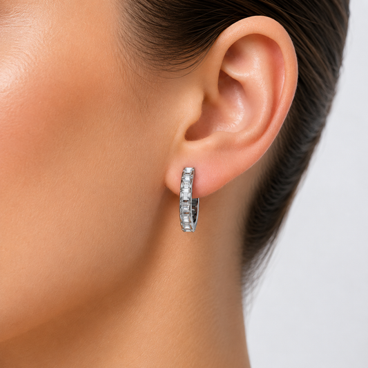 Eternity Baguette Hoop Earrings