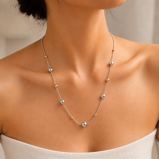 Silver Rose Bead Chain