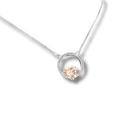 Golden Blossom Circle Pendant Necklace