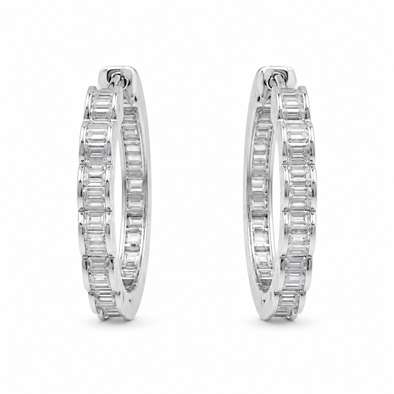 Eternity Baguette Hoop Earrings