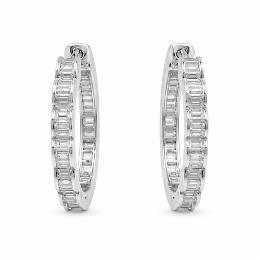 Eternity Baguette Hoop Earrings