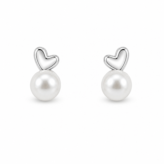 Sweetheart Pearl Silver Studs