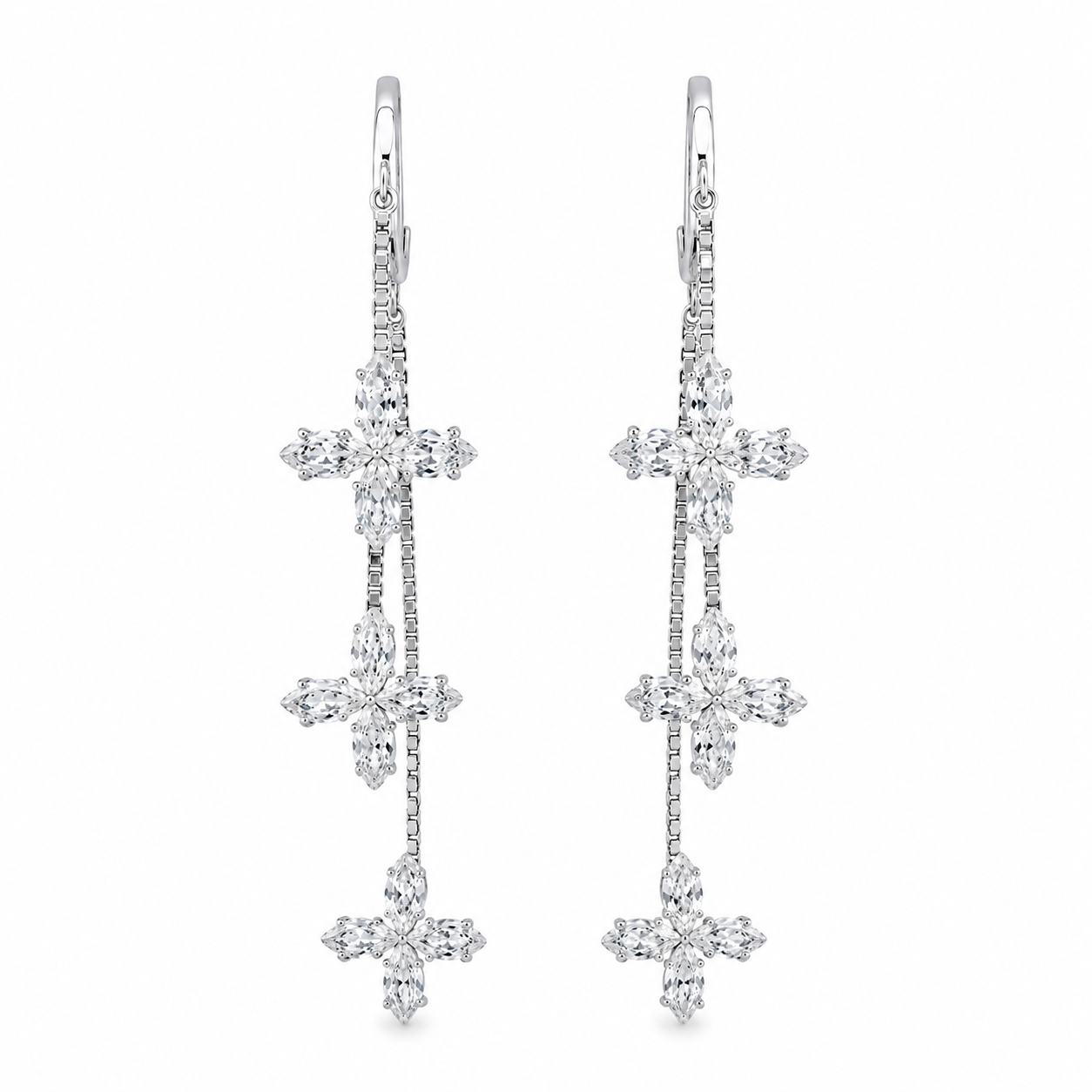 Crystal Cluster Silver Earrings
