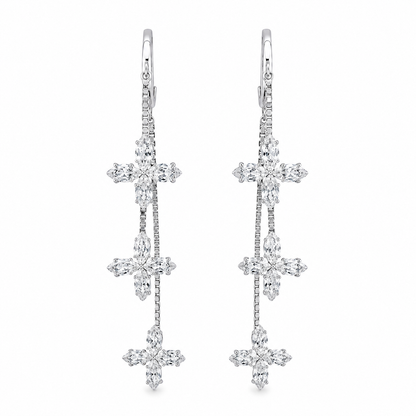 Crystal Cluster Silver Earrings