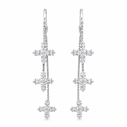Crystal Cluster Silver Earrings