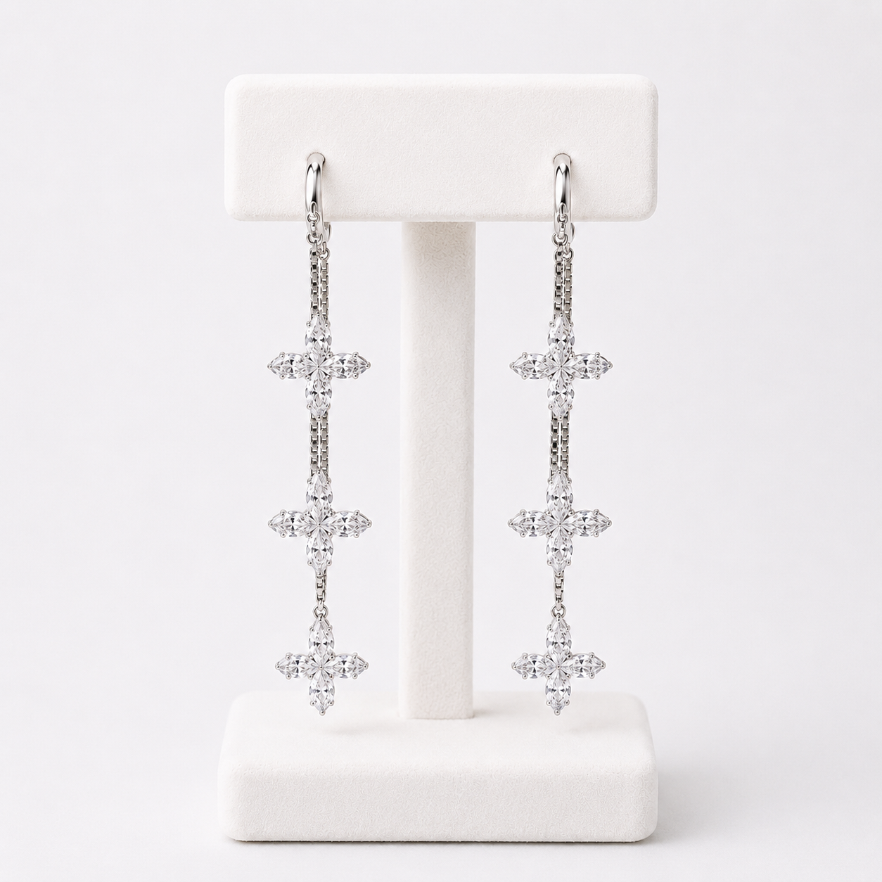Crystal Cluster Silver Earrings