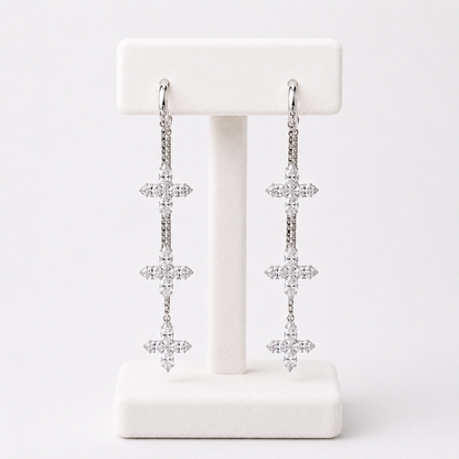 Crystal Cluster Silver Earrings