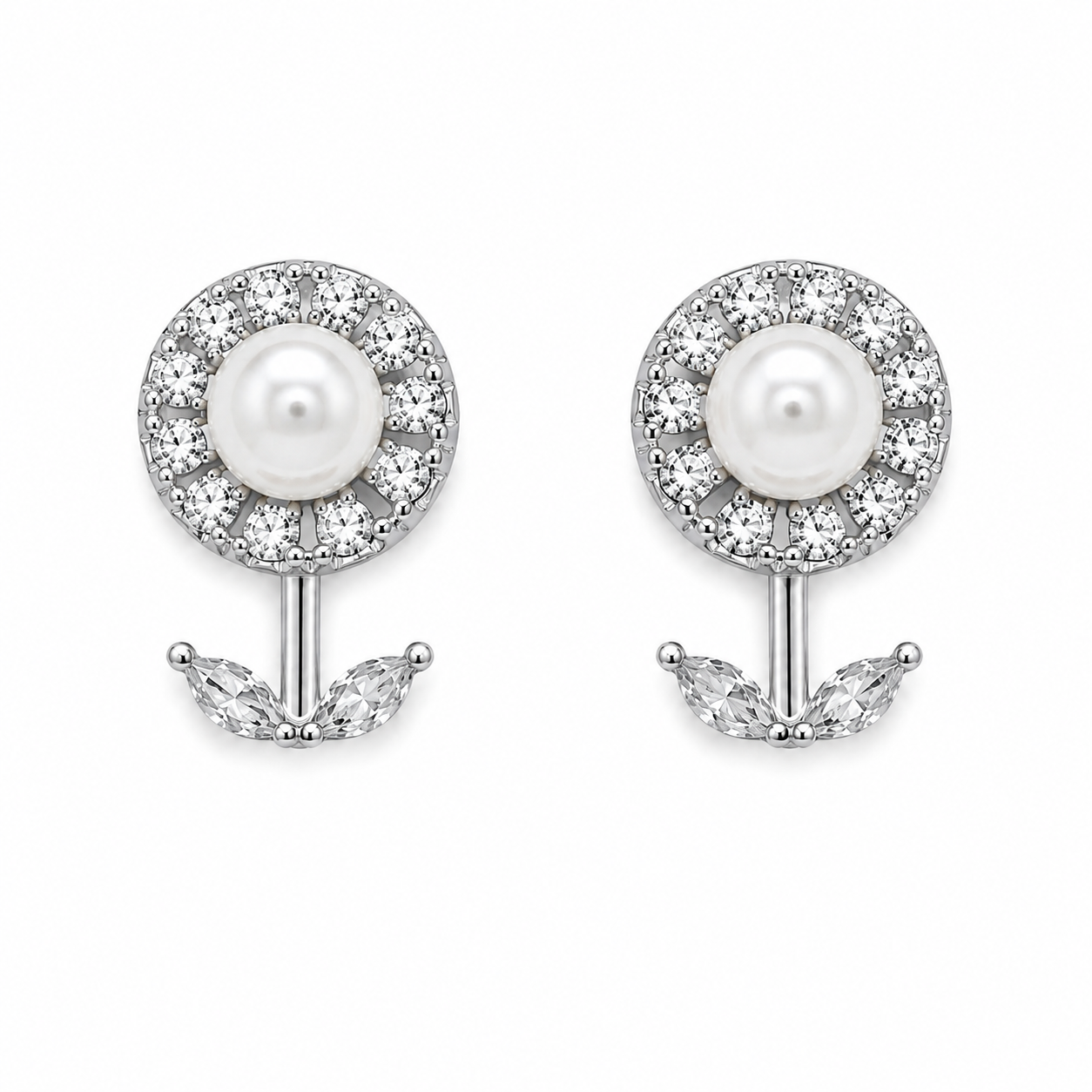 Sunflower Pearl Silver Studs