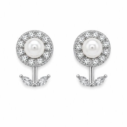 Sunflower Pearl Silver Studs