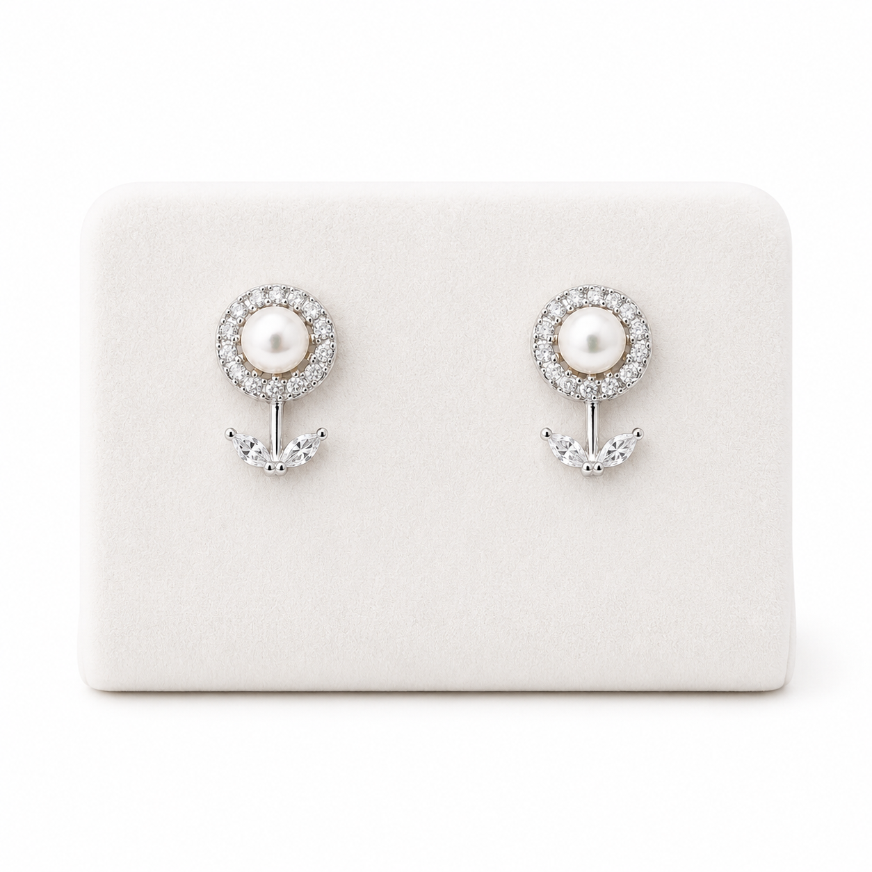 Sunflower Pearl Silver Studs
