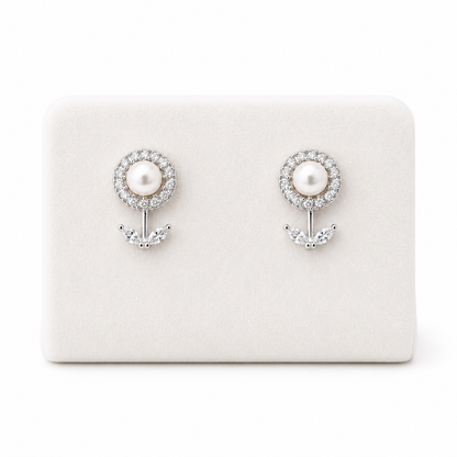 Sunflower Pearl Silver Studs
