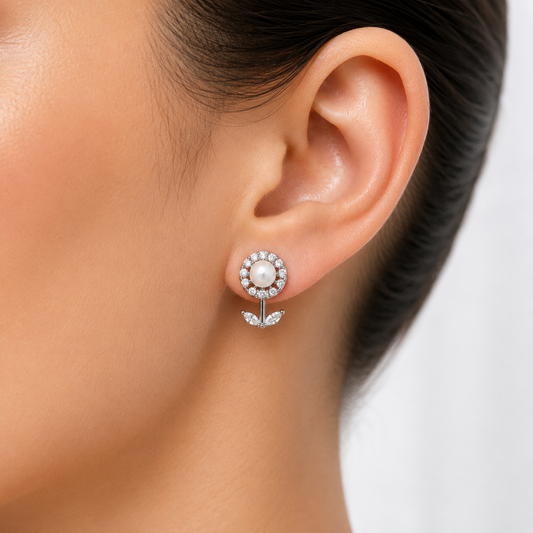 Sunflower Pearl Silver Studs