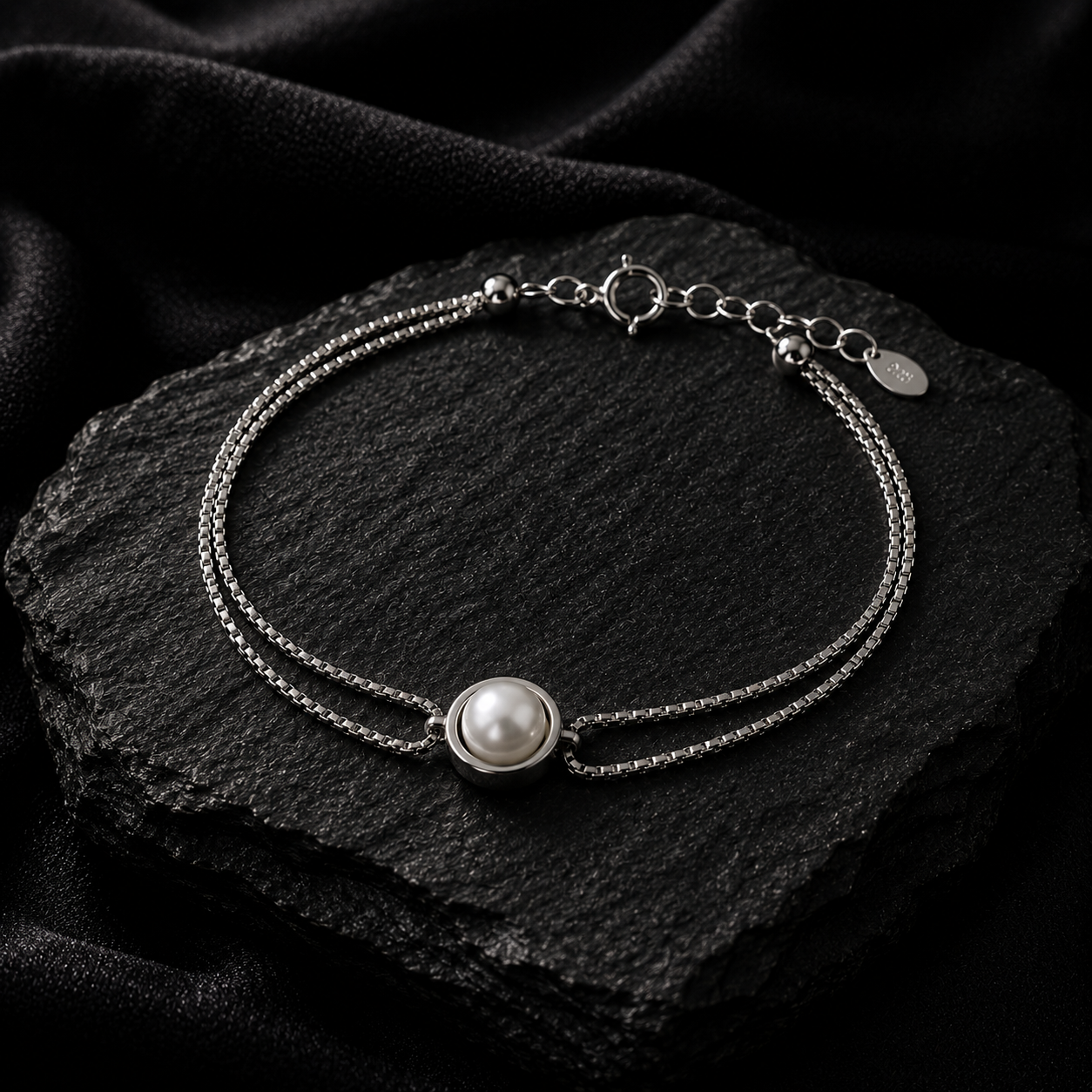 Pearl Charm Silver Bracelet
