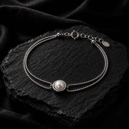 Pearl Charm Silver Bracelet