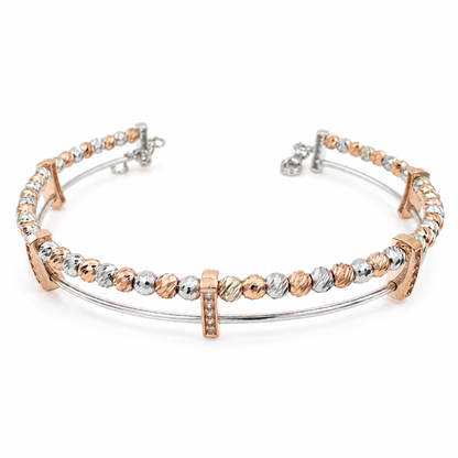 Tri-Tone Beaded Bracelet