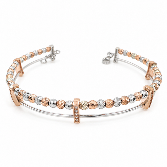 Tri-Tone Beaded Bracelet