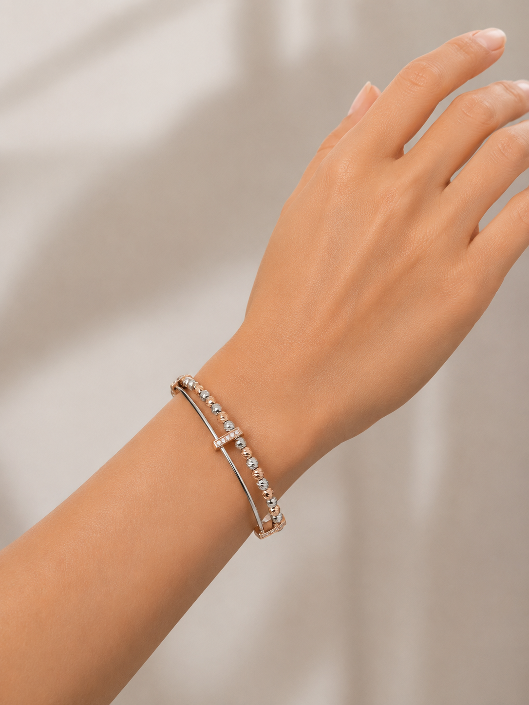 Tri-Tone Beaded Bracelet