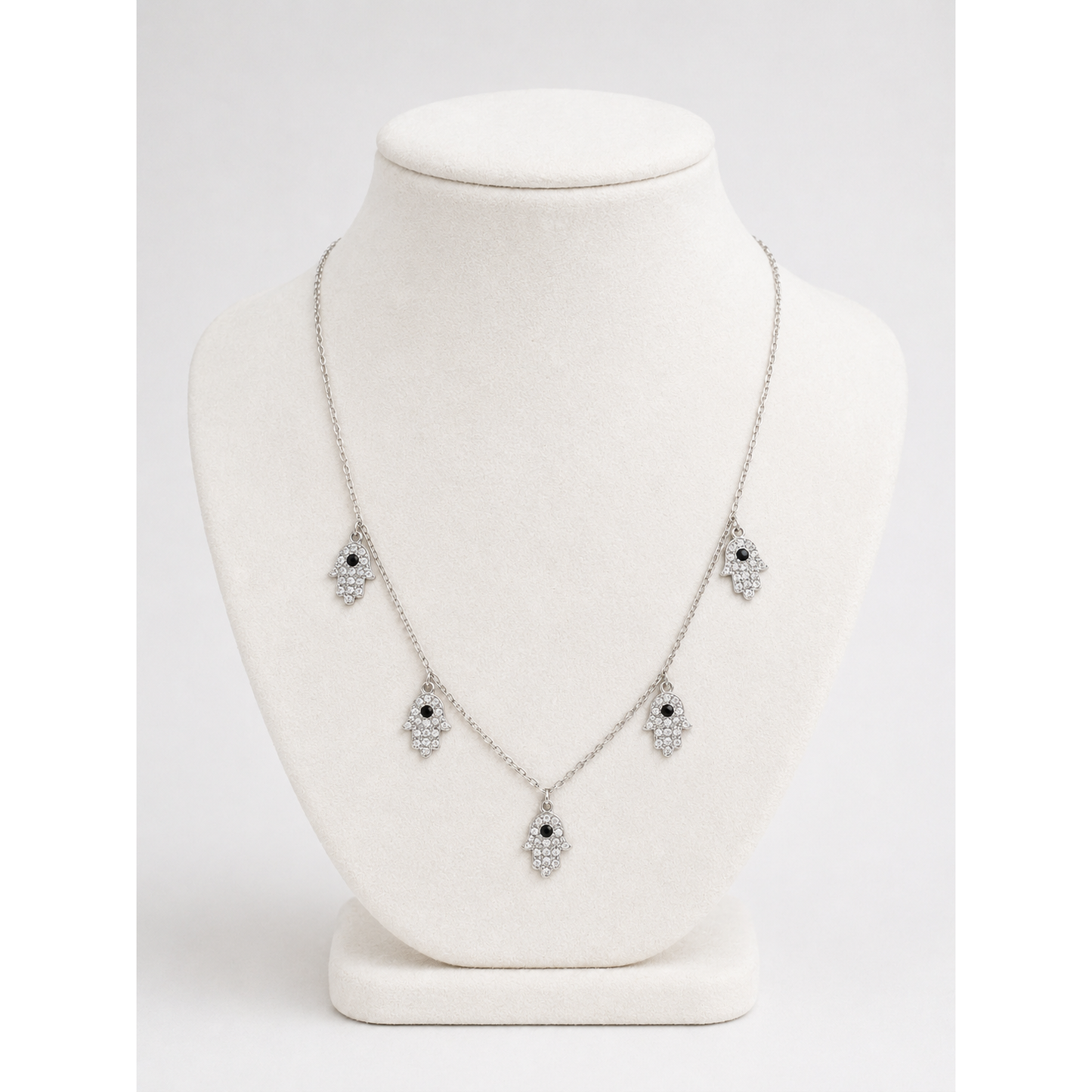 Hamsa Pave Silver Necklace