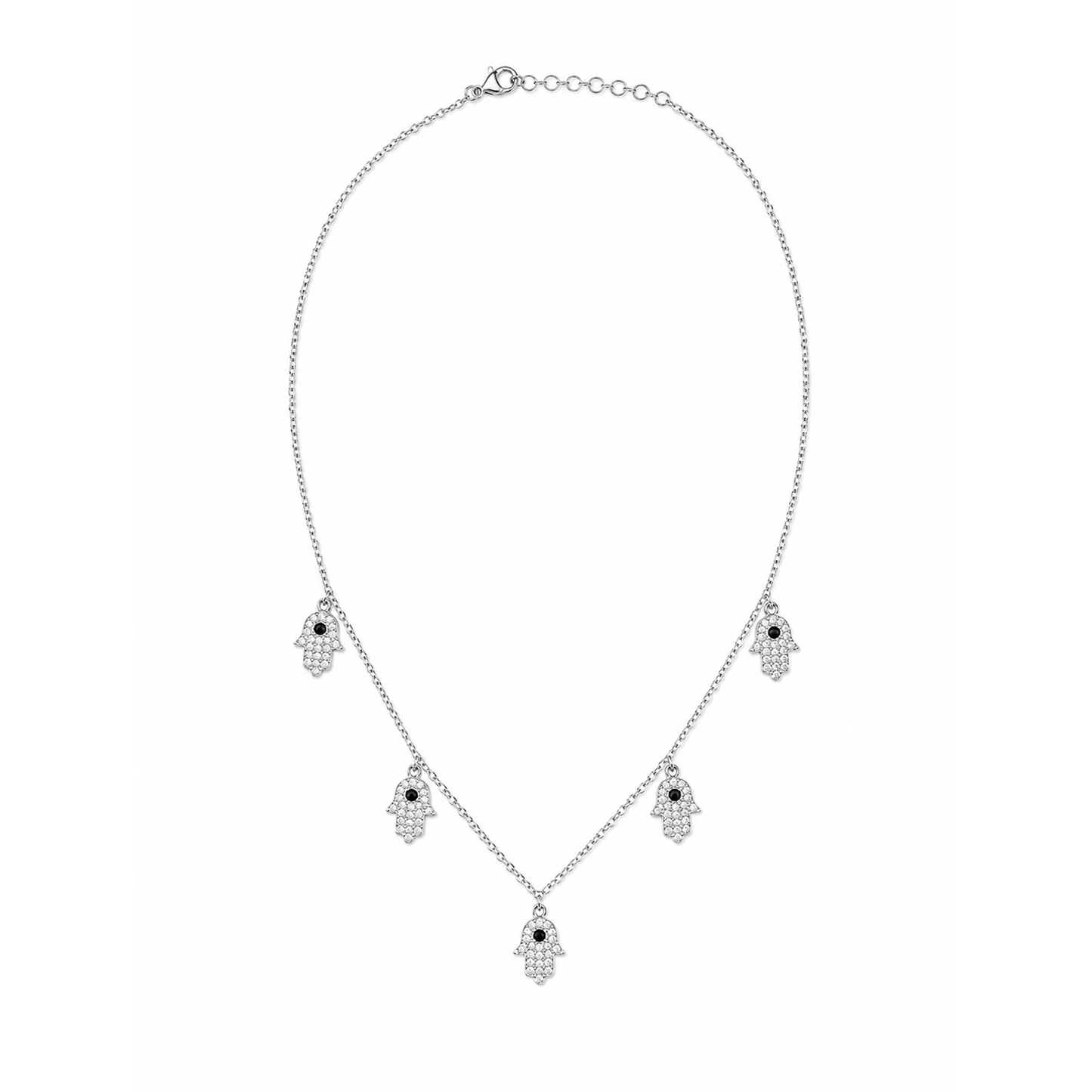Hamsa Pave Silver Necklace