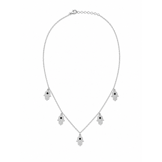 Hamsa Pave Silver Necklace